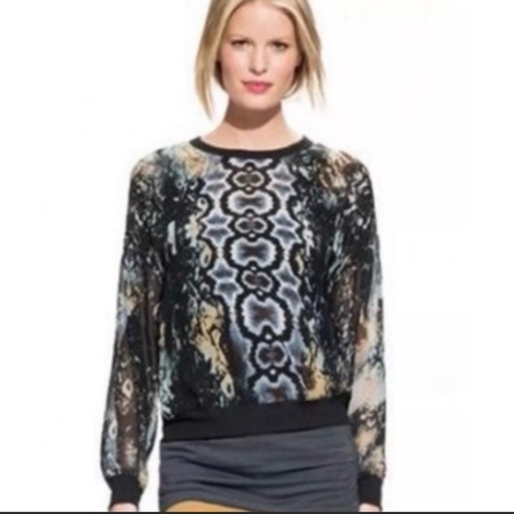 CAbi Python Print Chiffon Sweatshirt - Picture 2 of 7